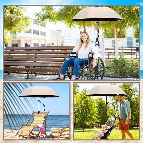 2 PCS شاطئ كرسي مظلة مع مشبك 49.2 "360 درجة قابلة للتعديل الجولف مع مقطع وامتداد قابلة للتراجع الظل أشعة الشمس للتخييم في الهواء الطلق في الهواء in Saudi Arabia