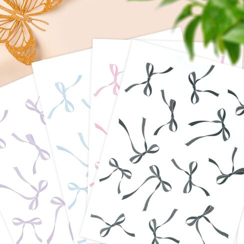 4 Pcs Bows Stickers for Owala Bottle, Glass Cup Bows Decals Transfer Stickers for Glass Cups for Owala Glass Cup Craft Decal Decorate in Saudi Arabia