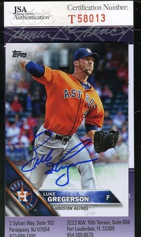 Luke Gregerson 2016 Topps Astros JSA Coa توقيع يدويًا موقعة أصيلة - بطاقات موقعة بالبيسبول in Saudi Arabia