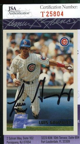 لويس غونزاليس 1996 Topps JSA Coa يدوي يدويًا موقعة أصيلة - بطاقات موقعة بالبيسبول in Saudi Arabia