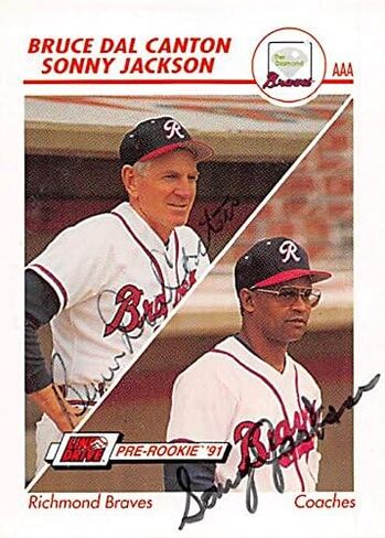 Sonny Jackson & Bruce Dal Canton autographed Baseball Card (Richmond Braves) 1991 Impel Pre Rookie #450 - Baseball Slabbed Autographed Cards in Saudi Arabia