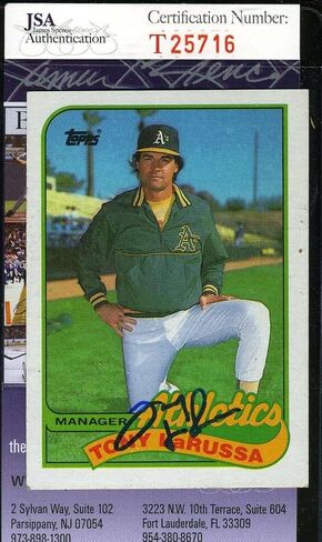 Tony Larussa 1989 Topps Jsa Coa Hand Signed Authentic Autographed - Baseball Slabbed Autographed Cards in Saudi Arabia