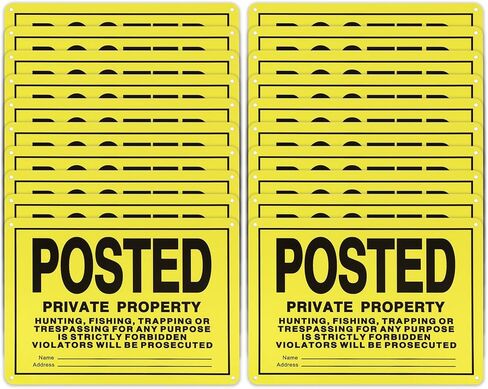 نشرت 20pcs أي علامات التعدي على ممتلكات الغير ، لا يوجد معدن من الألومنيوم عاكس الصيد نشر علامات للاستخدام الداخلي والخارجي للتحذير من الصيد وصيد الأسماك والمحاصرة. (11.8 * 11.8) in Kuwait