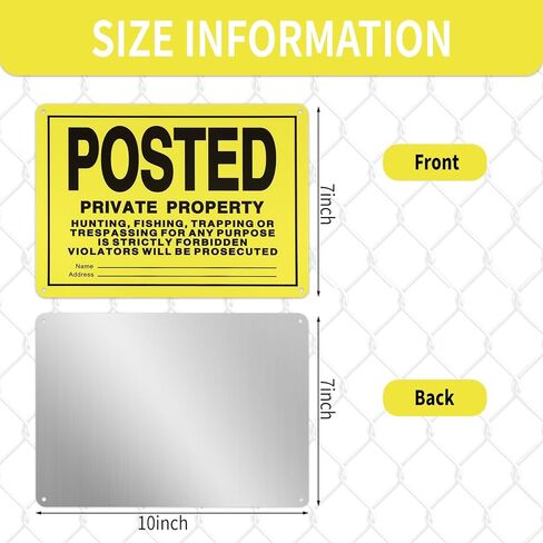 نشرت 20pcs أي علامات التعدي على ممتلكات الغير ، لا يوجد معدن من الألومنيوم عاكس الصيد نشر علامات للاستخدام الداخلي والخارجي للتحذير من الصيد وصيد الأسماك والمحاصرة. (11.8 * 11.8) in Kuwait