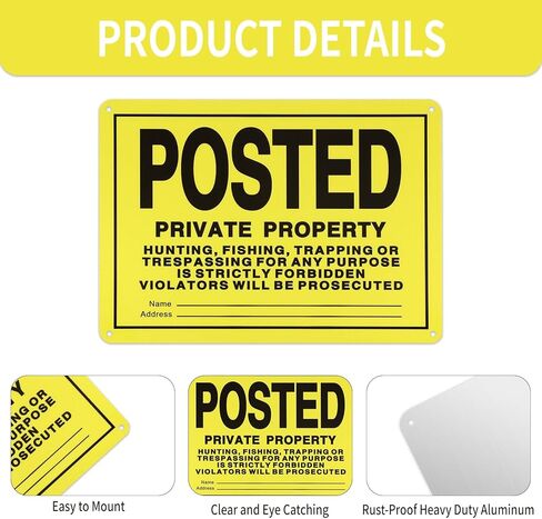 نشرت 20pcs أي علامات التعدي على ممتلكات الغير ، لا يوجد معدن من الألومنيوم عاكس الصيد نشر علامات للاستخدام الداخلي والخارجي للتحذير من الصيد وصيد الأسماك والمحاصرة. (11.8 * 11.8) in Kuwait