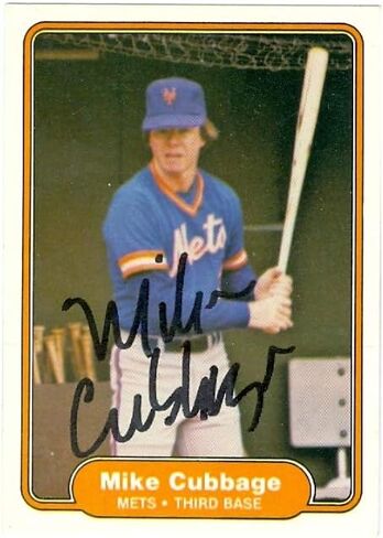 Autograph Warehouse 48444 Mike Cubbage Autographed Baseball Card New York Mets 1982 Fleer No .523 in Saudi Arabia
