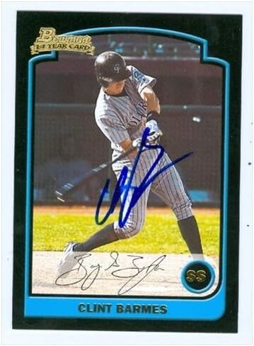 Autograph Warehouse 40076 Clint Barmes Autographed Baseball Card Colorado Rockies 2003 Bowman 1St Year No. 176 in Saudi Arabia