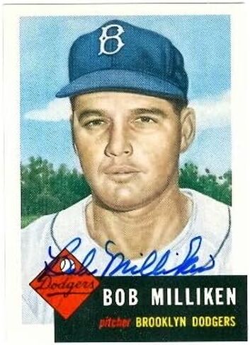 مستودع توقيعه 20800 بوب ميليكين موقعة 1953 Topps أرشيف بطاقة البيسبول بروكلين دودجرز in Saudi Arabia