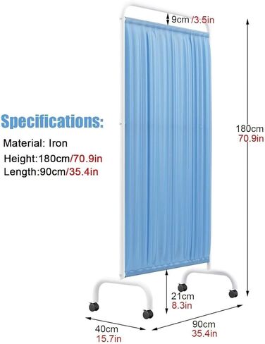 مقسم قابل للطي ومتداول ، شاشة خصوصية طبية محترفة مع عجلات لسبا غرفة الطوارئ ، توفير المساحة (الأزرق الأزرق الأزرق الداكن ، 3 لوحات) in Kuwait