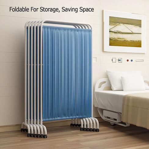 مقسم قابل للطي ومتداول ، شاشة خصوصية طبية محترفة مع عجلات لسبا غرفة الطوارئ ، توفير المساحة (الأزرق الأزرق الأزرق الداكن ، 3 لوحات) in Kuwait