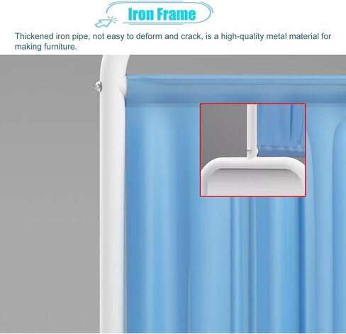 مقسم قابل للطي ومتداول ، شاشة خصوصية طبية محترفة مع عجلات لسبا غرفة الطوارئ ، توفير المساحة (الأزرق الأزرق الأزرق الداكن ، 3 لوحات) in Kuwait