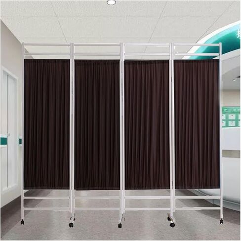 Foldable Medical Privacy Screen, 4 Panel Room Divider with Removable Nylon Silk Fabric, Patient Room/Beauty Salon/Health Care Room Vertical Door Partition, Space Saving(C in Saudi Arabia
