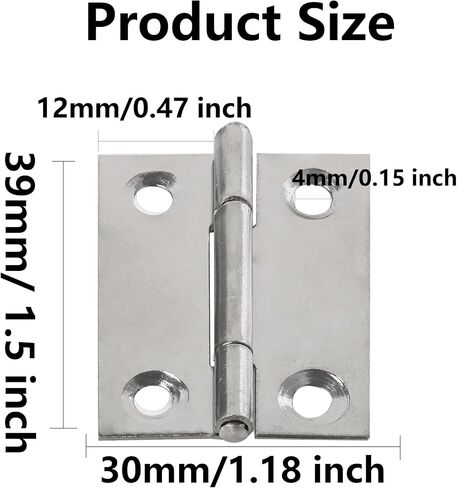 20PCS 1.5 Inch Folding Butt Hinges, Stainless Steel Cabinet Hinges, Small Door Hinges for Wooden Jewelry Box, Crafts, DIY, Drawer, Dressing Cabinet in Kuwait