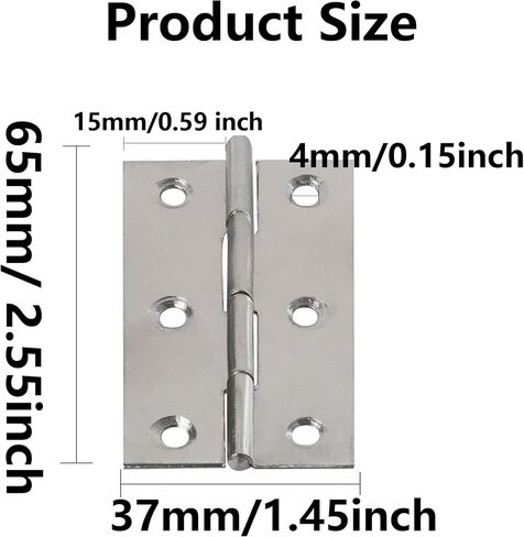 20PCS 1.5 Inch Folding Butt Hinges, Stainless Steel Cabinet Hinges, Small Door Hinges for Wooden Jewelry Box, Crafts, DIY, Drawer, Dressing Cabinet in Kuwait