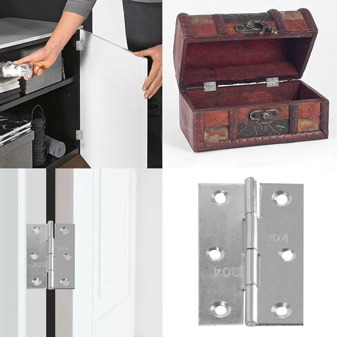 20PCS 1.5 Inch Folding Butt Hinges, Stainless Steel Cabinet Hinges, Small Door Hinges for Wooden Jewelry Box, Crafts, DIY, Drawer, Dressing Cabinet in Kuwait