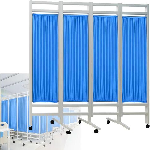 Mobile Medical Privacy Screen, 4 Panel Portable Room Divider with Wheels, 6ft High Folding Room Divider for Hospital/Office/Beauty Salon in Saudi Arabia
