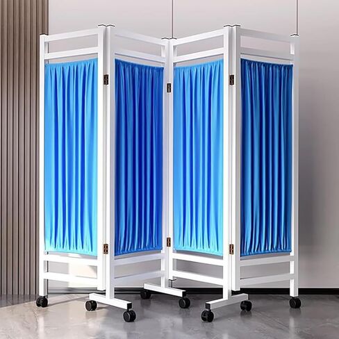 4 Panel Foldable Medical Privacy Screen, 6ft Tall Foldable Room Divider Clinic/Patient/Exam Room Temporary Fence (Color : Blue, Size : 4-Panel) in Saudi Arabia