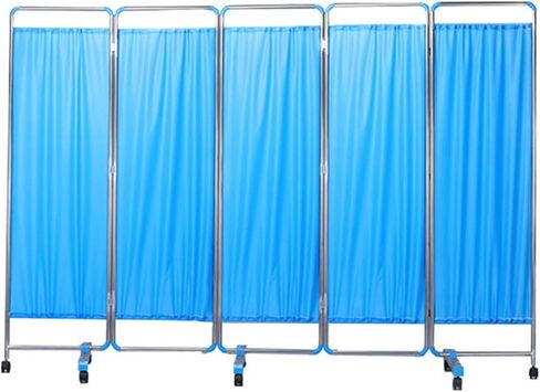 5 لوحة قابلة للطي واللف مقسم ، شاشة خصوصية طبية مع عجلات ، مناسبة للسبا جناح غرفة الطوارئ ، توفير المساحة (الأزرق) in Saudi Arabia