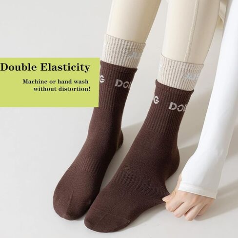 جوارب بيلاتس مقبلة 2 ردة للنساء مع قبضة غير قابلة للانزلاق ، جوارب ترهل اليوغا مع قبضة لمستشفى Barre Worling Hospital Long Scrunch in Kuwait