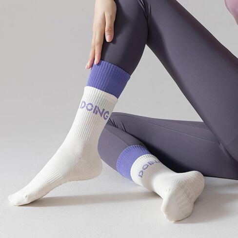 جوارب بيلاتس مقبلة 2 ردة للنساء مع قبضة غير قابلة للانزلاق ، جوارب ترهل اليوغا مع قبضة لمستشفى Barre Worling Hospital Long Scrunch in Kuwait