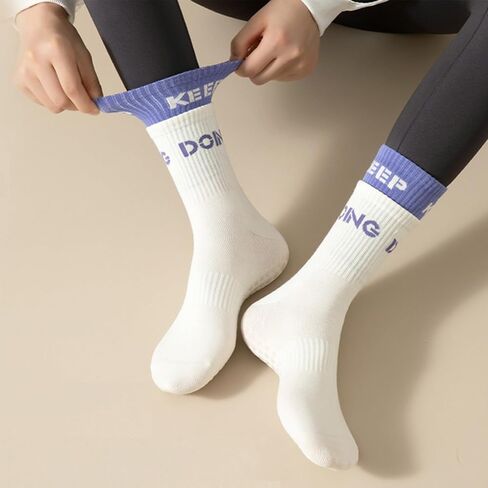 جوارب بيلاتس مقبلة 2 ردة للنساء مع قبضة غير قابلة للانزلاق ، جوارب ترهل اليوغا مع قبضة لمستشفى Barre Worling Hospital Long Scrunch in Kuwait