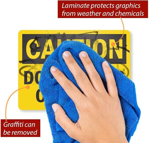 SmartSign "Caution - Door Opens Outward" Label | 5" x 7" Laminated Vinyl in Saudi Arabia