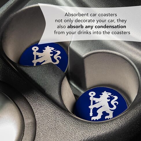Desert Cactus Chelsea FC Car Accessories Absorbent Sandstone Cup Coasters Licensed Product Set of 2 (Car Coaster B) in Saudi Arabia