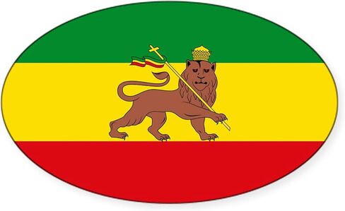 CafePress Ethiopia Flag Lion of Judah Rasta Reggae Sticker Oval Car Bumper Sticker in Saudi Arabia
