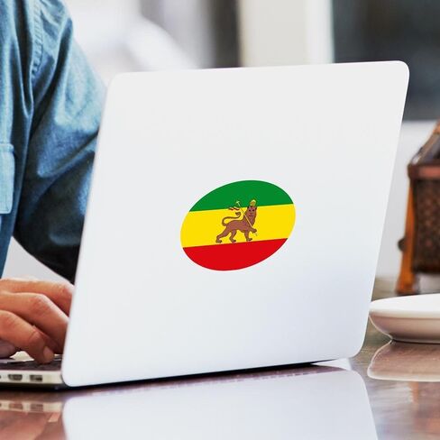 CafePress Ethiopia Flag Lion of Judah Rasta Reggae Sticker Oval Car Bumper Sticker in Saudi Arabia