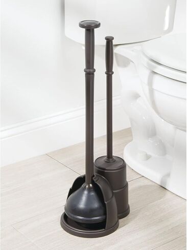 مكبس MDESign وفرشاة مجموعة من أجل المرحاض - فرشاة المرحاض الحديثة والمكبس الحديثة مع CADDY - CLECKENER و COMBO مع حامل للحمام - مجموعة هايد - البرونز in Kuwait