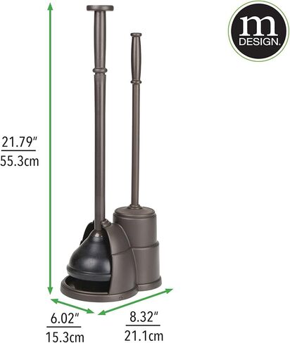 مكبس MDESign وفرشاة مجموعة من أجل المرحاض - فرشاة المرحاض الحديثة والمكبس الحديثة مع CADDY - CLECKENER و COMBO مع حامل للحمام - مجموعة هايد - البرونز in Kuwait