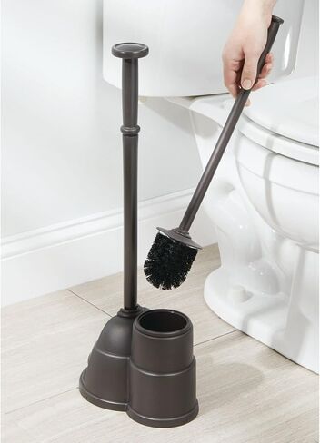 مكبس MDESign وفرشاة مجموعة من أجل المرحاض - فرشاة المرحاض الحديثة والمكبس الحديثة مع CADDY - CLECKENER و COMBO مع حامل للحمام - مجموعة هايد - البرونز in Kuwait