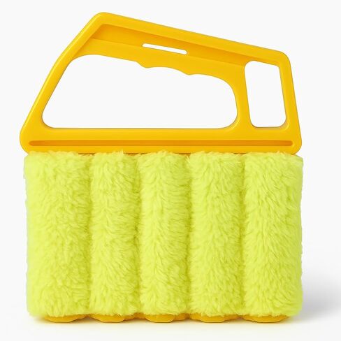 7-slat window duster-مصراع الألياف الدقيقة وأداة نظافة تنفيس مع مقبض مريح ، وأكمام قابلة للاستخدام قابلة للاستخدام ، مزيل الغبار الأخضر والبرتقالي للمنزل أو المكتب in Saudi Arabia