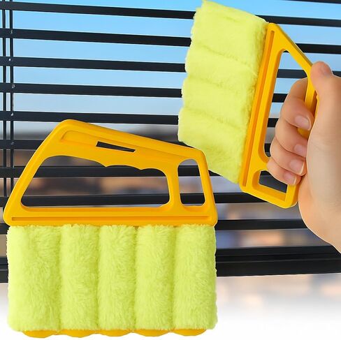 7-slat window duster-مصراع الألياف الدقيقة وأداة نظافة تنفيس مع مقبض مريح ، وأكمام قابلة للاستخدام قابلة للاستخدام ، مزيل الغبار الأخضر والبرتقالي للمنزل أو المكتب in Saudi Arabia