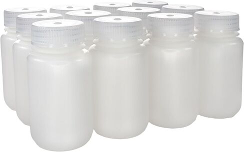 Eisco -125 ملًا من زجاجات الكاشف HDPE عريضة الفم مع أغطية البولي بروبيلين ، غير سريلي ، حزمة من 12 ، حاويات مختبرية مضادة للتسرب ، من -100 إلى 120 درجة مئوية. in Kuwait