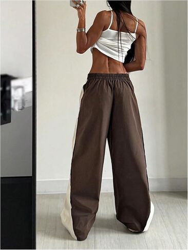 Gorglitter Women's Womgy Y2K Track Pants مرنة عالية الخصر ساق بلون بلوك الجيم بالمظلة in Saudi Arabia
