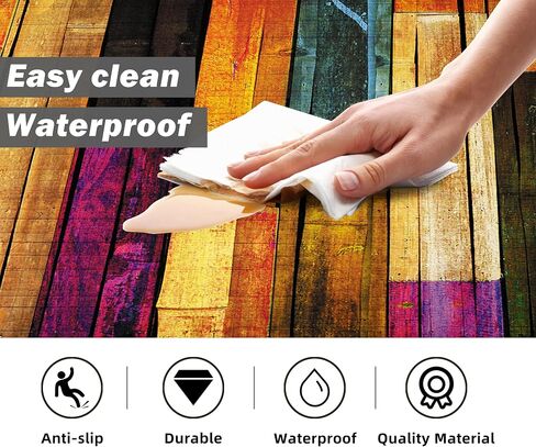 Kitchen Mats for Floor Colorful kitchen rugs Cool Wooden Abstract Anti Fatigue Kitchen Mats Waterproof Floor Mats Cushioned Non-Skid Standing Mats for Laundry, Sink, Set of 2,17.3 x 28+17.3 x 47 Inch in Saudi Arabia