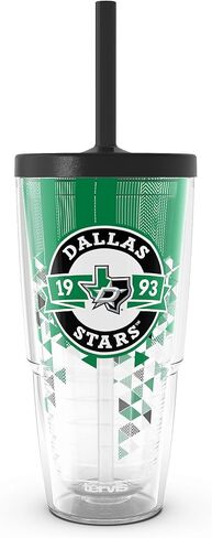 Tervis NHL Dallas Stars - تحطيم مصنوع في الولايات المتحدة الأمريكية كوب سفر معزول مزدوج الجدران المعزول يحافظ على المشروبات الباردة والساخنة ، 24 أوقية مع غطاء القش ، كلاسيكي in Kuwait
