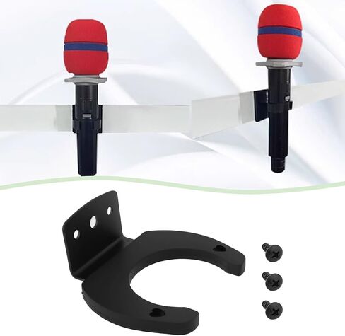2pcs حاملات الميكروفون 43x31mm microphone جدار الحائط المشبك اللاسلكي حامل الجدار الميكروغرافي مع القطر الأسود المسمار 47.6 ملم in Kuwait