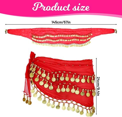 Belly Dance Hip Scarf, Belly Dance Skirt Chiffon Bellys Dances Belt with 128 Gold Coins Performance Bellys Dances Costume for Yoga Dancing (Purple) in Saudi Arabia