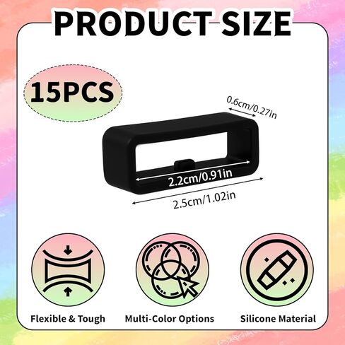 15-Pack Silicone Fastener Rings Holder, Secure Loop Clip for Watch Strap Compatible with Magic Band+ MagicBand 2.0 and All Magic Bands, Multi-Color Anti-Slip Security Accessories for Magic Band Protectors in Saudi Arabia