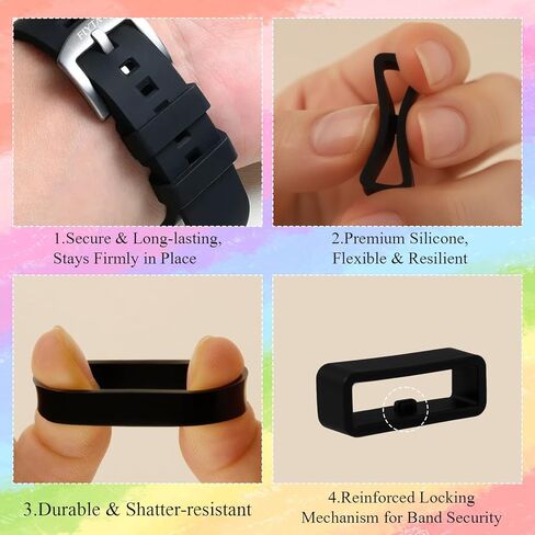 15-Pack Silicone Fastener Rings Holder, Secure Loop Clip for Watch Strap Compatible with Magic Band+ MagicBand 2.0 and All Magic Bands, Multi-Color Anti-Slip Security Accessories for Magic Band Protectors in Saudi Arabia