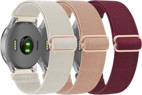 3 Pack 18mm Elastic Bands Compatible with Garmin Venu 3S / Venu 2S / Vivoactive 4S / Vivomove 3S, Soft Adjustable Stretchy Nylon Loop Strap Replacement Wristband for Garmin Forerunner 255S/265S in Saudi Arabia