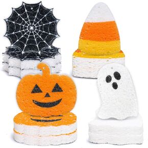 8Pcs Halloween Kitchen Sponges Cute Ghost Pumpkin Corn Spider Web Dish Washing Sponge Non Scratch Cleaning Scrub Sponges for Holiday Home Kitchen Bathroom in Saudi Arabia