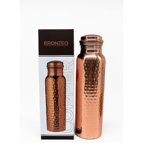 BRONZEO 100% Pure Copper Water Bottle – Hammered Design, 954ml | Ayurvedic Copper Bottle for Health & Detox | Leak-Proof Screw Cap | BPA-Free, Durable, Eco-Friendly, Yoga & Office Use in Saudi Arabia