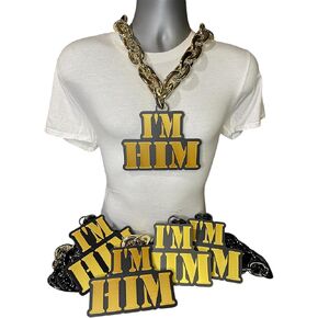 Custom Made I'm HIM Logo Fan Chain, Turnover Chain- Your Logo on Metallic Chain, 6" Personalize Your Sports Team, School, Business, Medal, Trophy, Award, Touchdown, Homerun, MVP, Hype, GOAT, Champion. Baseball, Football, Softball, Cheer, Bachelorette, Bac in Saudi Arabia