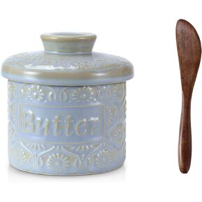 Butter Crock, Ceramic Butter Crock with Lid, Butter Dish with Lid for Countertop, Green in Saudi Arabia