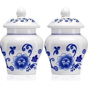 Maxdot 2 Pack Chinoiserie Salt and Pepper Shakers Vintage 3 Inch Mini Blue and White Ginger Jar for Kitchen Restaurant Gifts Decoration in Kuwait