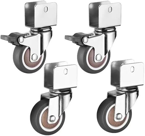 عجلات الأثاث سرير 1.5/2 بوصات عجلات صامتة ناعمة صامتة مع الفرامل 1PCs (2inch 4pcs دوارة ، U16mm) in Kuwait