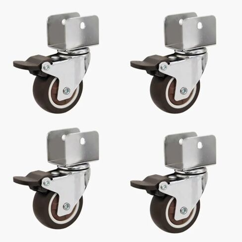 عجلات الأثاث سرير 1.5/2 بوصات عجلات صامتة ناعمة صامتة مع الفرامل 1PCs (2inch 4pcs دوارة ، U16mm) in Kuwait